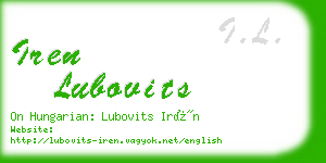 iren lubovits business card